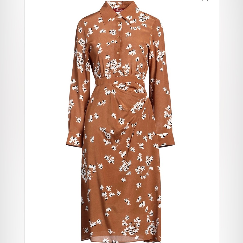 Silk Max Mara Brown Shirt Dress New Never Worn With Tags size 8-10 US